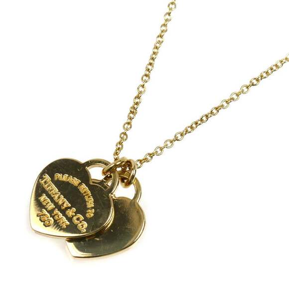 TIFFANY & Co. Tiffany 18K Yellow Gold Return to Double Heart Tag Necklace 600...
